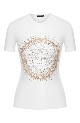 Женская хлопковая футболка VERSACE белого цвета по цене 55450 руб., арт. A82241/A232123 | Фото 1 Женская хлопковая футболка VERSACE белого цвета, арт. A82241/A232123 | Фото 1