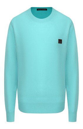 Женский шерстяной пуловер ACNE STUDIOS бирюзового цвета по цене 25150 руб., арт. C60016/W | Фото 1 Женский шерстяной пуловер ACNE STUDIOS бирюзового цвета, арт. C60016/W | Фото 1