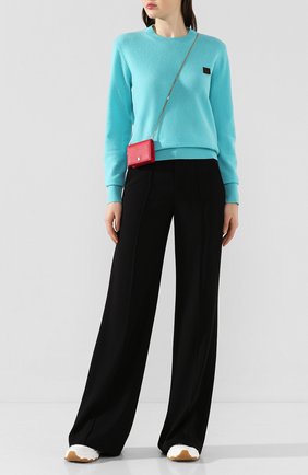 Женский шерстяной пуловер ACNE STUDIOS бирюзового цвета по цене 25150 руб., арт. C60016/W | Фото 2 Женский шерстяной пуловер ACNE STUDIOS бирюзового цвета, арт. C60016/W | Фото 2