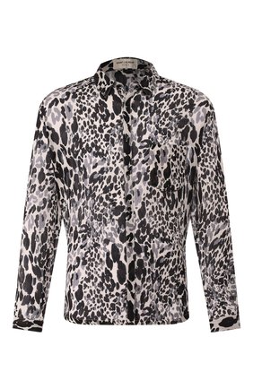 Мужская рубашка из смеси хлопка и шелка SAINT LAURENT черно-белого цвета по цене 69750 руб., арт. 599291/Y1A69 | Фото 1 Мужская рубашка из смеси хлопка и шелка SAINT LAURENT черно-белого цвета, арт. 599291/Y1A69 | Фото 1
