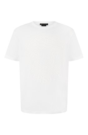 Мужская хлопковая футболка VERSACE белого цвета по цене 21950 руб., арт. A85172/A228806 | Фото 1 Мужская хлопковая футболка VERSACE белого цвета, арт. A85172/A228806 | Фото 1