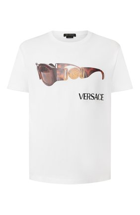 Мужская хлопковая футболка VERSACE белого цвета по цене 34950 руб., арт. A85158/A228806 | Фото 1 Мужская хлопковая футболка VERSACE белого цвета, арт. A85158/A228806 | Фото 1