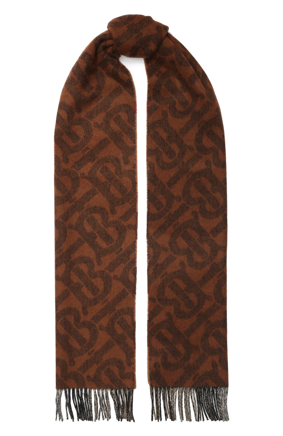 Мужской кашемировый шарф BURBERRY коричневого цвета, арт. 8022409 | Фото 1