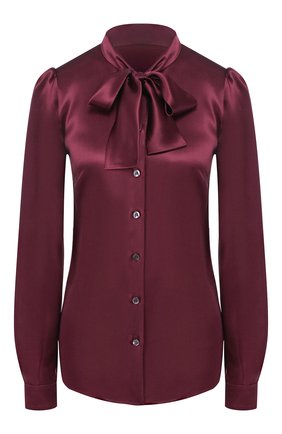 Женская шелковая блузка DOLCE & GABBANA бордового цвета по цене 65550 руб., арт. F5L63T/FU1AU | Фото 1 Женская шелковая блузка DOLCE & GABBANA бордового цвета, арт. F5L63T/FU1AU | Фото 1