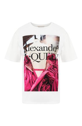 Женская хлопковая футболка ALEXANDER MCQUEEN белого цвета по цене 34200 руб., арт. 610895/QZAAZ | Фото 1 Женская хлопковая футболка ALEXANDER MCQUEEN белого цвета, арт. 610895/QZAAZ | Фото 1