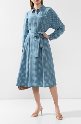 Женское шелковое платье LORO PIANA голубого цвета по цене 307500 руб., арт. FAL0755 | Фото 2 Женское шелковое платье LORO PIANA голубого цвета, арт. FAL0755 | Фото 2