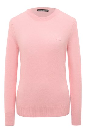 Женский шерстяной пуловер ACNE STUDIOS розового цвета по цене 25150 руб., арт. C60016/W | Фото 1 Женский шерстяной пуловер ACNE STUDIOS розового цвета, арт. C60016/W | Фото 1