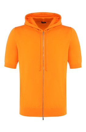 Мужской хлопковый кардиган KITON оранжевого цвета, арт. UK1049M | Фото 1 (Материал внешний: Хлопок; Длина (для топов): Стандартные; Рукава: Короткие; Стили: Кэжуэл; Мужское Кросс-КТ: Кардиган-одежда; Региональные ограничения белый список (Axapta Mercury): RU)