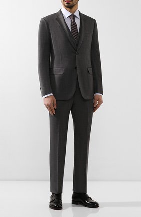 Мужской костюм-тройка из смеси шерсти и шелка ERMENEGILDO ZEGNA темно-серого цвета по цене 236500 руб., арт. 716559/321225 | Фото 1 Мужской костюм-тройка из смеси шерсти и шелка ERMENEGILDO ZEGNA темно-серого цвета, арт. 716559/321225 | Фото 1