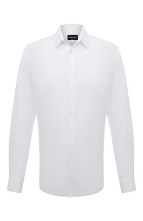 Мужская льняная рубашка GIORGIO ARMANI белого цвета по цене 42950 руб., арт. 8WGCCZ97/TZ256 | Фото 1 Мужская льняная рубашка GIORGIO ARMANI белого цвета, арт. 8WGCCZ97/TZ256 | Фото 1 (Рукава: Длинные; Длина (для топов): Стандартные; Материал внешний: Лен; Случай: Повседневный; Воротник: Кент; Манжеты: На пуговицах; Принт: Однотонные; Мужское Кросс-КТ: Рубашка-одежда)