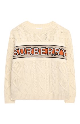 Детский шерстяной пуловер BURBERRY белого цвета по цене 29800 руб., арт. 8023062 | Фото 1 Детский шерстяной пуловер BURBERRY белого цвета, арт. 8023062 | Фото 1