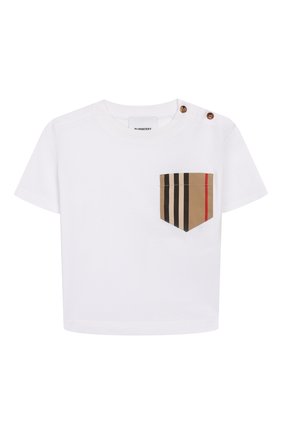 Детский хлопковая футболка BURBERRY белого цвета по цене 7345 руб., арт. 8022330 | Фото 1 Детский хлопковая футболка BURBERRY белого цвета, арт. 8022330 | Фото 1