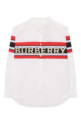 Детская хлопковая рубашка BURBERRY белого цвета по цене 12100 руб., арт. 8022075 | Фото 1 Детская хлопковая рубашка BURBERRY белого цвета, арт. 8022075 | Фото 1