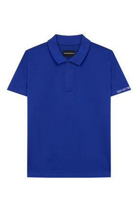 Детское хлопковое поло EMPORIO ARMANI синего цвета по цене 7395 руб., арт. 3H4F61/4JFGZ | Фото 1 Детское хлопковое поло EMPORIO ARMANI синего цвета, арт. 3H4F61/4JFGZ | Фото 1