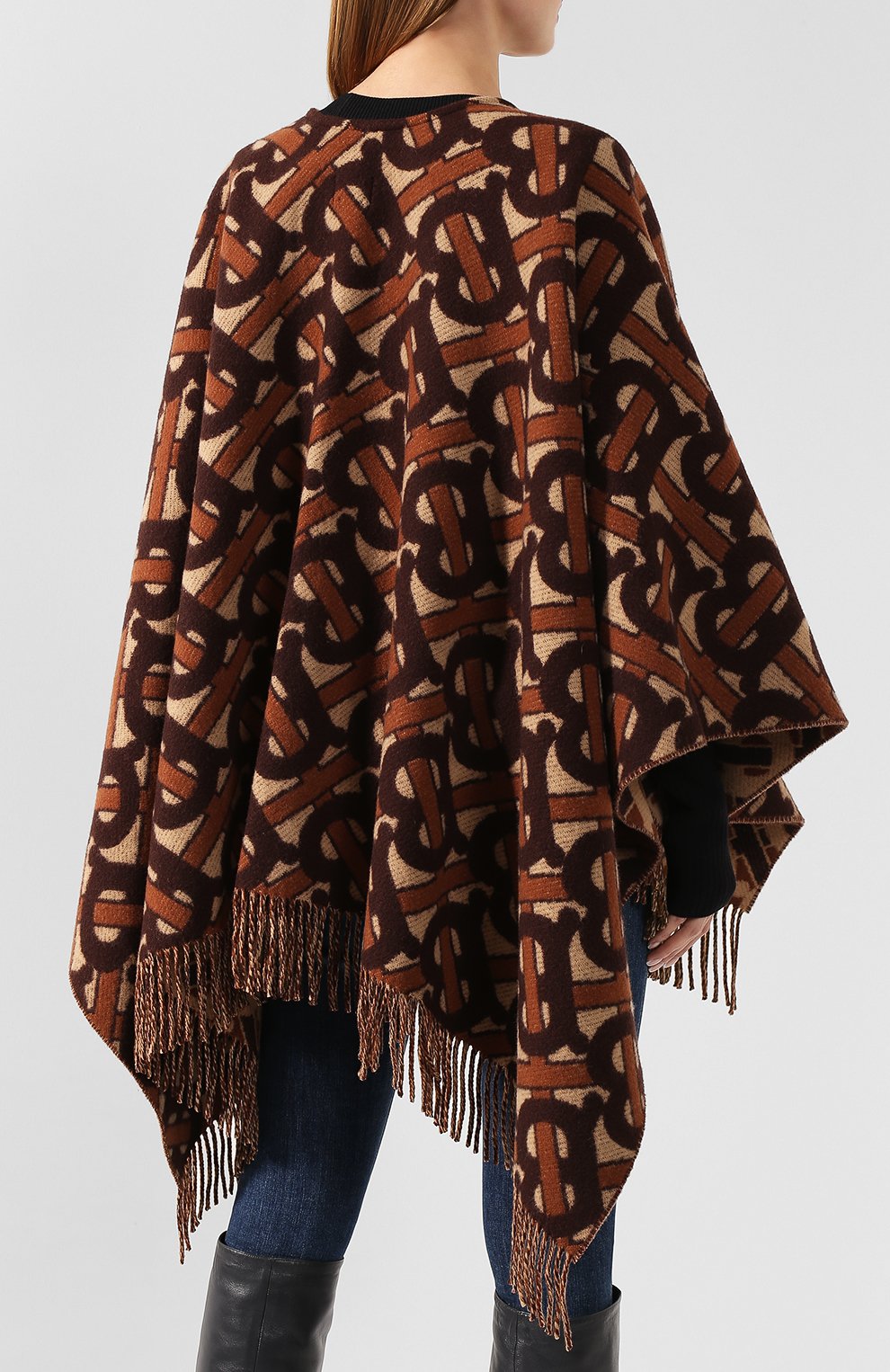 Женская шерстяное пончо BURBERRY коричневого цвета по цене 79950 руб., арт. 8021873 | Фото 4 Женская шерстяное пончо BURBERRY коричневого цвета, арт. 8021873 | Фото 4