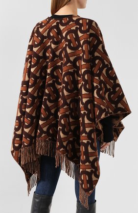 Женская шерстяное пончо BURBERRY коричневого цвета по цене 79950 руб., арт. 8021873 | Фото 4 Женская шерстяное пончо BURBERRY коричневого цвета, арт. 8021873 | Фото 4