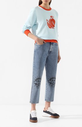 Женская хлопковый свитшот LANVIN синего цвета по цене 39200 руб., арт. RW-T0666J-JR02-P20 | Фото 2 Женская хлопковый свитшот LANVIN синего цвета, арт. RW-T0666J-JR02-P20 | Фото 2