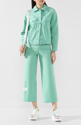 Женская джинсовая куртка MSGM светло-зеленого цвета по цене 25550 руб., арт. 2841MDH51T 207276 | Фото 2 Женская джинсовая куртка MSGM светло-зеленого цвета, арт. 2841MDH51T 207276 | Фото 2