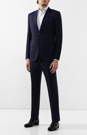 Мужской шерстяной костюм ZEGNA COUTURE темно-синего цвета по цене 445500 руб., арт. 722N22/21L2N5 | Фото 1 Мужской шерстяной костюм ZEGNA COUTURE темно-синего цвета, арт. 722N22/21L2N5 | Фото 1 (Материал подклада: Купро; Рукава: Длинные; Материал внешний: Шерсть; Статус проверки: Проверена категория; Костюмы М: Однобортный; Стили: Классический)