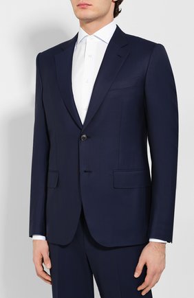 Мужской шерстяной костюм ZEGNA COUTURE темно-синего цвета по цене 445500 руб., арт. 722N22/21L2N5 | Фото 2 Мужской шерстяной костюм ZEGNA COUTURE темно-синего цвета, арт. 722N22/21L2N5 | Фото 2 (Материал подклада: Купро; Рукава: Длинные; Материал внешний: Шерсть; Статус проверки: Проверена категория; Костюмы М: Однобортный; Стили: Классический)