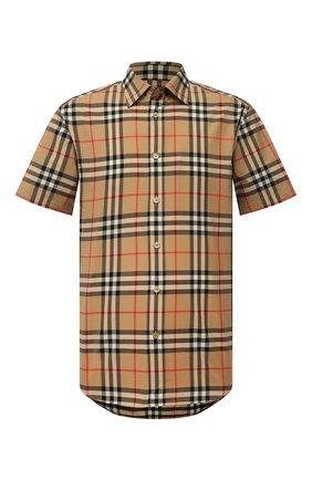 Мужская хлопковая рубашка BURBERRY бежевого цвета по цене 47450 руб., арт. 8020869 | Фото 1