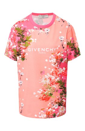 Женская хлопковая футболка GIVENCHY розового цвета по цене 36570 руб., арт. BW70753Z34 | Фото 1 Женская хлопковая футболка GIVENCHY розового цвета, арт. BW70753Z34 | Фото 1