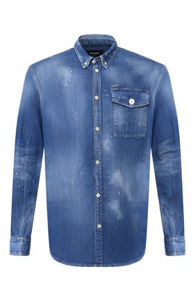Мужская джинсовая рубашка DSQUARED2 синего цвета по цене 39950 руб., арт. S74DM0379/S30341 | Фото 1 Мужская джинсовая рубашка DSQUARED2 синего цвета, арт. S74DM0379/S30341 | Фото 1