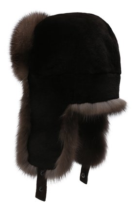 Мужская шапка-ушанка из меха норки и соболя KUSSENKOVV темно-коричневого цвета, арт. 320213504227 | Фото 2 (Материал: Натуральный мех; Статус проверки: Проверена категория)