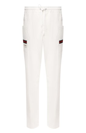 Мужской хлопковые брюки GUCCI белого цвета по цене 56100 руб., арт. 604171/XDAX3 | Фото 1 Мужской хлопковые брюки GUCCI белого цвета, арт. 604171/XDAX3 | Фото 1