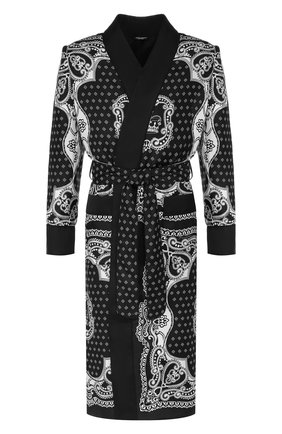 Мужской шелковый халат DOLCE & GABBANA черного цвета по цене 299500 руб., арт. G014PT/FI1KV | Фото 1 Мужской шелковый халат DOLCE & GABBANA черного цвета, арт. G014PT/FI1KV | Фото 1