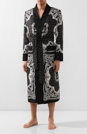 Мужской шелковый халат DOLCE & GABBANA черного цвета по цене 299500 руб., арт. G014PT/FI1KV | Фото 2 Мужской шелковый халат DOLCE & GABBANA черного цвета, арт. G014PT/FI1KV | Фото 2