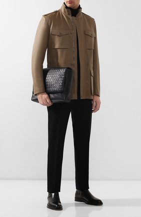 Мужская кожаная сумка BOTTEGA VENETA темно-синего цвета по цене 247500 руб., арт. 609419/VCPQ1 | Фото 2 Мужская кожаная сумка BOTTEGA VENETA темно-синего цвета, арт. 609419/VCPQ1 | Фото 2