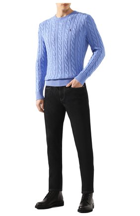 Мужской хлопковый джемпер POLO RALPH LAUREN голубого цвета по цене 12600 руб., арт. 710775885 | Фото 2 Мужской хлопковый джемпер POLO RALPH LAUREN голубого цвета, арт. 710775885 | Фото 2