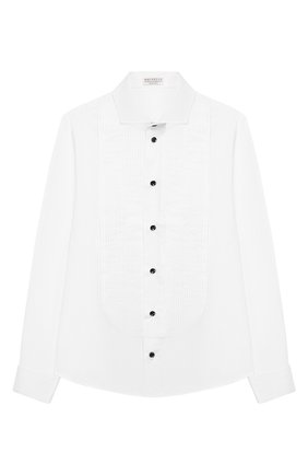 Детская хлопковая рубашка BRUNELLO CUCINELLI белого цвета по цене 39950 руб., арт. BC624S1886 | Фото 1 Детская хлопковая рубашка BRUNELLO CUCINELLI белого цвета, арт. BC624S1886 | Фото 1