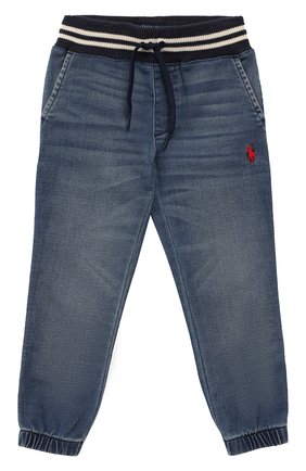 Детские джинсовые джоггеры POLO RALPH LAUREN синего цвета, арт. 322759206 | Фото 1 (Материал внешний: Хлопок; Статус проверки: Проверена категория; Детали: На резинке)