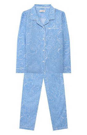 Детская хлопковая пижама LITTLE YOLKE голубого цвета по цене 7995 руб., арт. SS20-12C-MA-BL/9-12Y | Фото 1 Детская хлопковая пижама LITTLE YOLKE голубого цвета, арт. SS20-12C-MA-BL/9-12Y | Фото 1