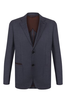 Мужской шерстяной пиджак ERMENEGILDO ZEGNA синего цвета по цене 146000 руб., арт. UUC05/TQR | Фото 1 Мужской шерстяной пиджак ERMENEGILDO ZEGNA синего цвета, арт. UUC05/TQR | Фото 1 (Материал внешний: Шерсть; Материал подклада: Купро; Рукава: Короткие; 1-2-бортные: Однобортные; Пиджаки М: Прямой; Случай: Формальный; Стили: Классический)