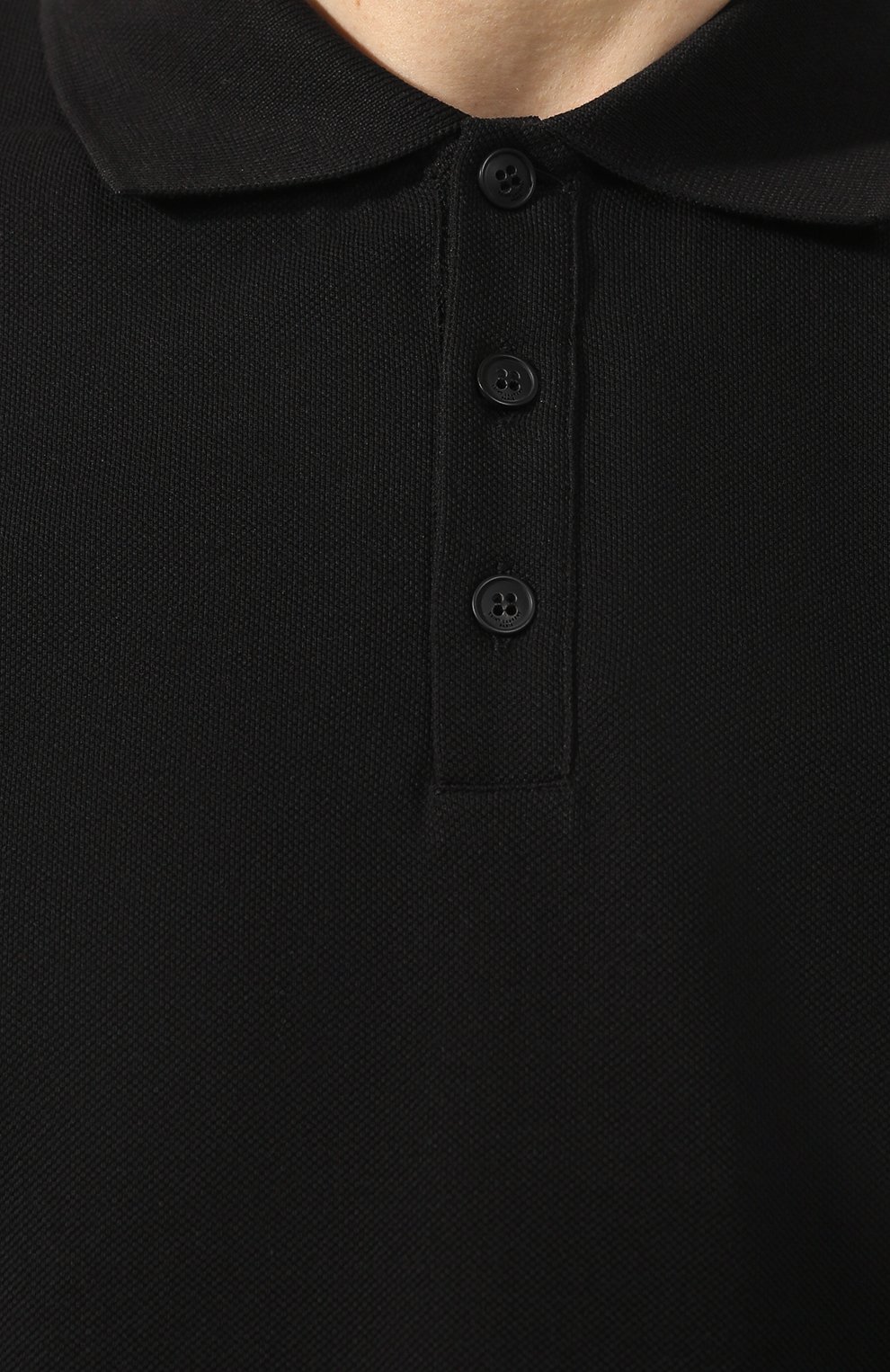 Мужское хлопковое поло SAINT LAURENT черного цвета, арт. 597021/YBLG2 | Фото 5 (Застежка: Пуговицы; Рукава: Короткие; Длина (для топов): Стандартные; Материал внешний: Хлопок)
