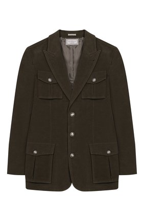 Детский хлопковый пиджак BRUNELLO CUCINELLI хаки цвета по цене 152000 руб., арт. BN4176261C | Фото 1 Детский хлопковый пиджак BRUNELLO CUCINELLI хаки цвета, арт. BN4176261C | Фото 1