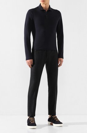 Мужское хлопковое поло Z ZEGNA темно-синего цвета по цене 15600 руб., арт. VU360/ZZ619 | Фото 2 Мужское хлопковое поло Z ZEGNA темно-синего цвета, арт. VU360/ZZ619 | Фото 2