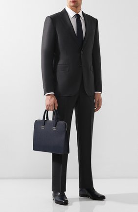 Мужская кожаная сумка для ноутбука DUNHILL темно-синего цвета по цене 113000 руб., арт. DU20R3420CA | Фото 2 Мужская кожаная сумка для ноутбука DUNHILL темно-синего цвета, арт. DU20R3420CA | Фото 2