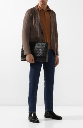 Мужская кожаная сумка BOTTEGA VENETA черного цвета по цене 206000 руб., арт. 609419/VCPQ1 | Фото 2 Мужская кожаная сумка BOTTEGA VENETA черного цвета, арт. 609419/VCPQ1 | Фото 2