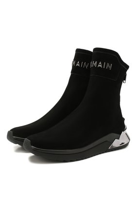 Мужские замшевые кроссовки b-glove BALMAIN черного цвета по цене 59400 руб., арт. TM1C211/LSDE | Фото 1 Мужские замшевые кроссовки b-glove BALMAIN черного цвета, арт. TM1C211/LSDE | Фото 1