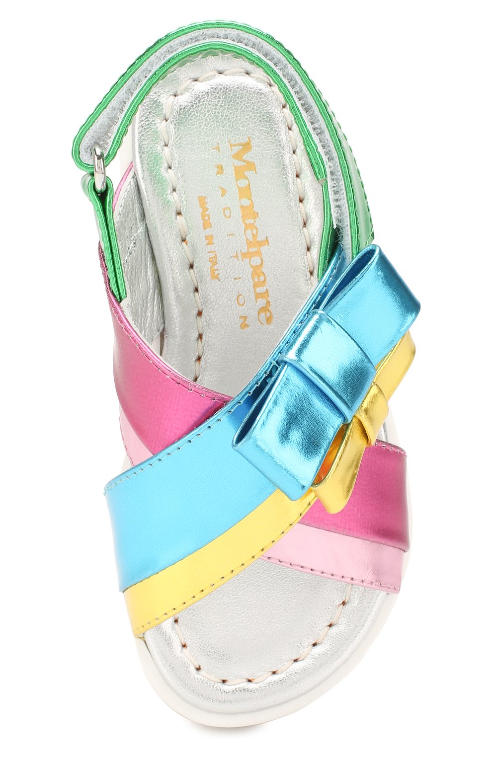 Детские кожаные сандалии MONTELPARE TRADITION разноцветного цвета, арт. MT10155/18-27 | Фото 4 (Материал внешний: Кожа; Материал внутренний: Натуральная кожа; Статус проверки: Проверена категория)