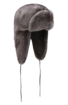 Мужская шапка-ушанка из меха норки KUSSENKOVV темно-серого цвета, арт. 320600010241 | Фото 1 (Материал: Натуральный мех)