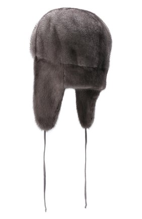Мужская шапка-ушанка из меха норки KUSSENKOVV темно-серого цвета, арт. 320600010241 | Фото 2 (Материал: Натуральный мех)