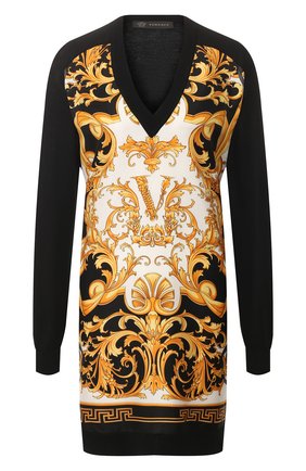 Женская пуловер из смеси шелка и хлопка VERSACE черного цвета по цене 92300 руб., арт. A85515/A233111 | Фото 1 Женская пуловер из смеси шелка и хлопка VERSACE черного цвета, арт. A85515/A233111 | Фото 1