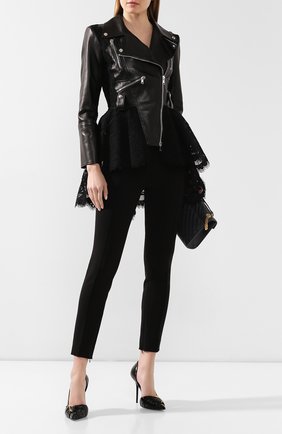 Женская кожаная куртка ALEXANDER MCQUEEN черного цвета по цене 499000 руб., арт. 610855/Q5ADI | Фото 2 Женская кожаная куртка ALEXANDER MCQUEEN черного цвета, арт. 610855/Q5ADI | Фото 2