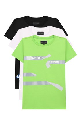 Детская комплект из 3-х футболок EMPORIO ARMANI разноцветного цвета по цене 8995 руб., арт. 3H4D16/4J09Z | Фото 1 Детская комплект из 3-х футболок EMPORIO ARMANI разноцветного цвета, арт. 3H4D16/4J09Z | Фото 1