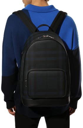 Мужской рюкзак BURBERRY темно-синего цвета, арт. 8023699 | Фото 2 (Материал: Экокожа, Текстиль; Статус проверки: Проверена категория; Размер: large; Стили: Классический)